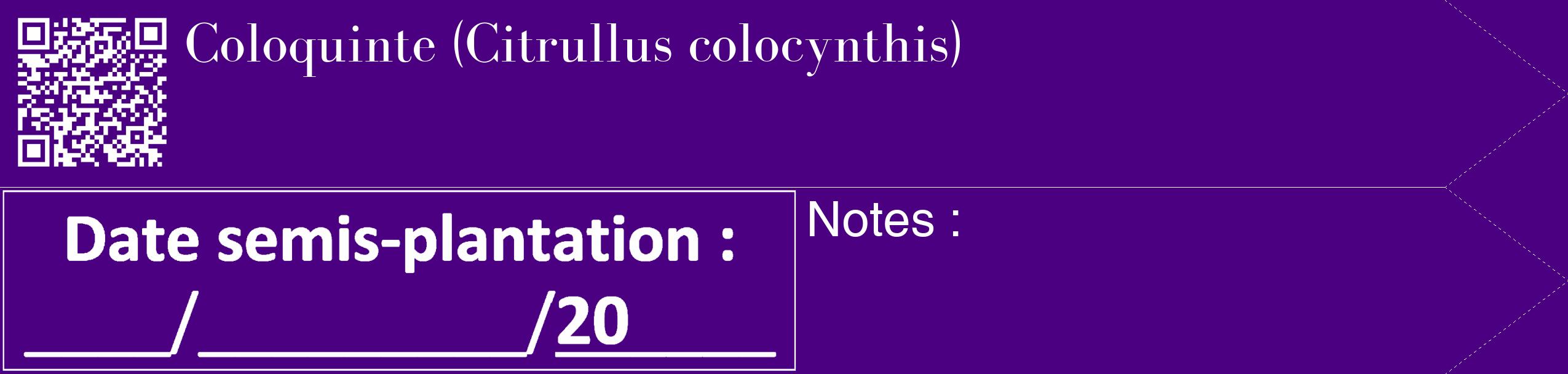 Étiquette de : Citrullus colocynthis - format c - style blanche47_simple_simplebod avec qrcode et comestibilité