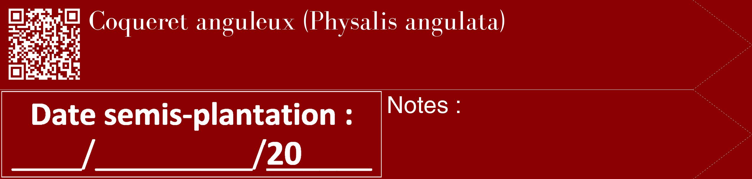 Étiquette de : Physalis angulata - format c - style blanche34_simple_simplebod avec qrcode et comestibilité
