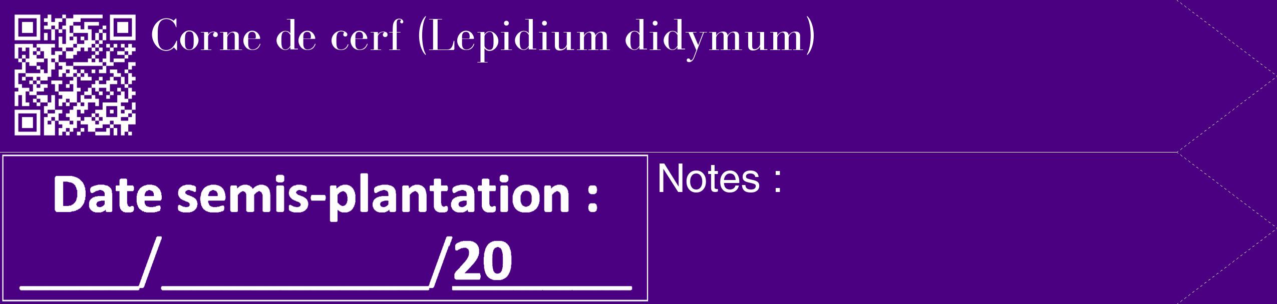 Étiquette de : Lepidium didymum - format c - style blanche47_simple_simplebod avec qrcode et comestibilité