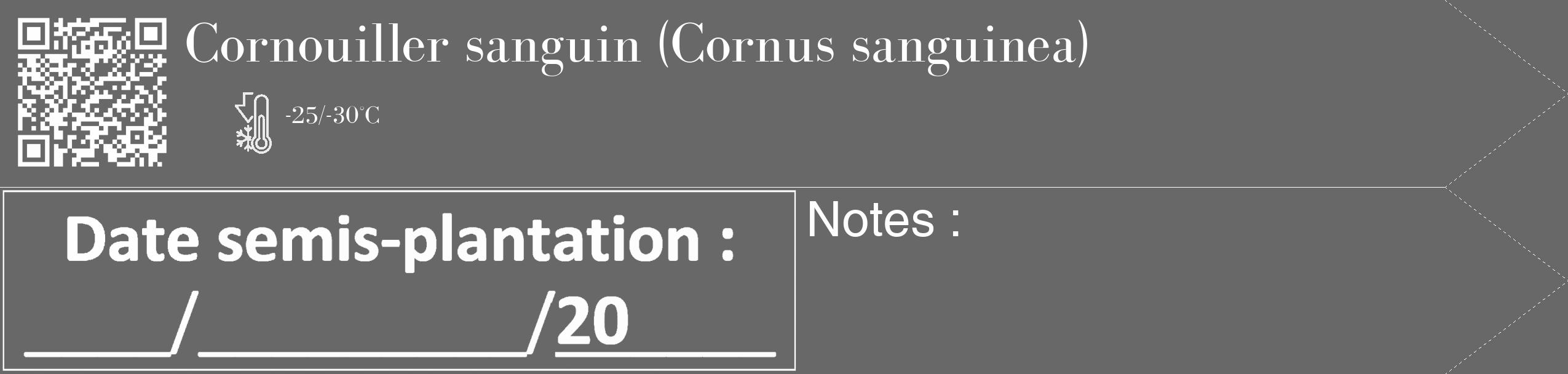 Étiquette de : Cornus sanguinea - format c - style blanche43_simple_simplebod avec qrcode et comestibilité