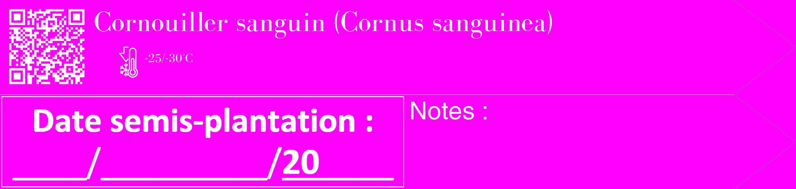 Étiquette de : Cornus sanguinea - format c - style blanche51_simple_simplebod avec qrcode et comestibilité