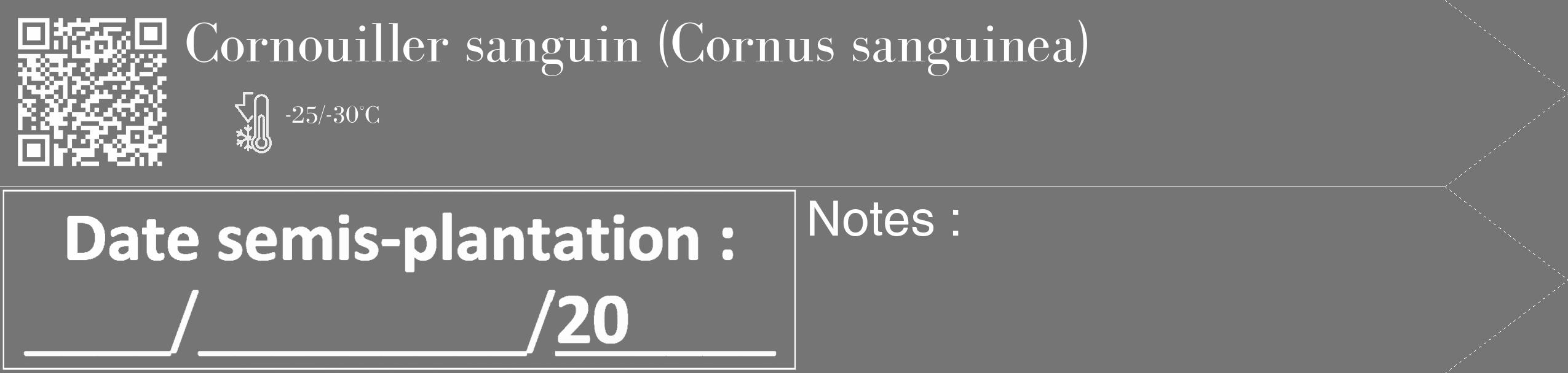 Étiquette de : Cornus sanguinea - format c - style blanche5_simple_simplebod avec qrcode et comestibilité
