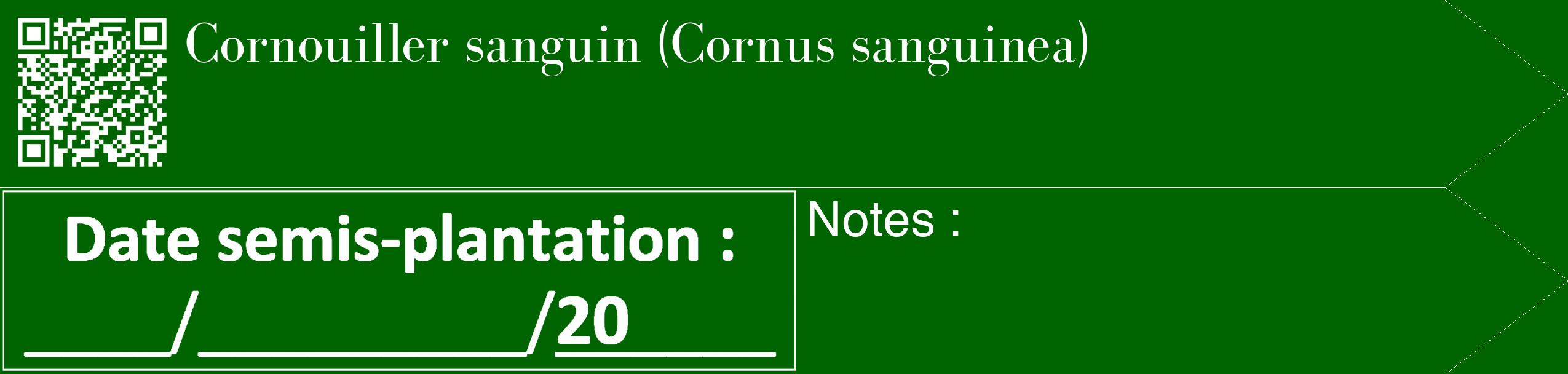 Étiquette de : Cornus sanguinea - format c - style blanche8_simple_simplebod avec qrcode et comestibilité