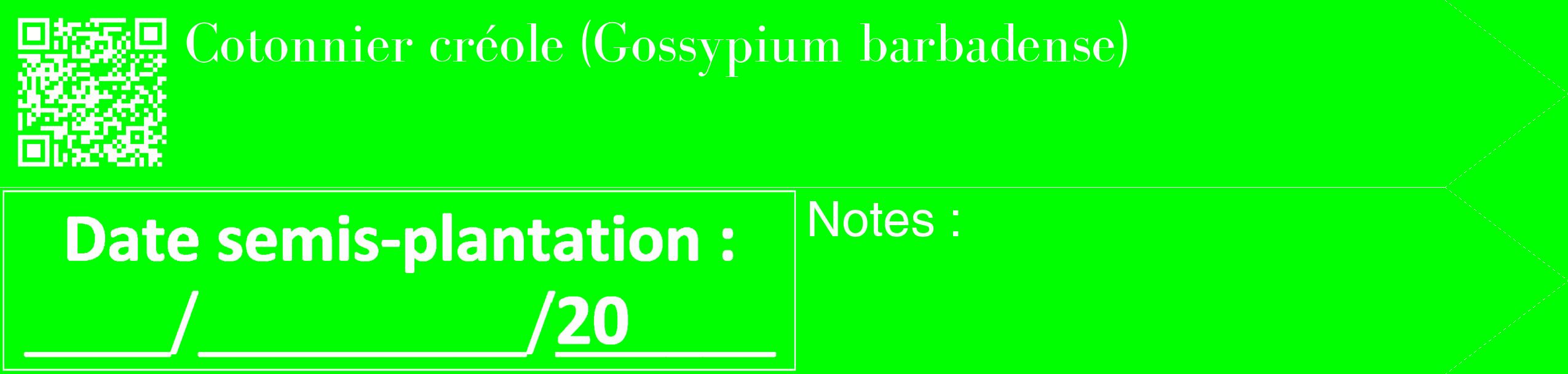 Étiquette de : Gossypium barbadense - format c - style blanche16_simple_simplebod avec qrcode et comestibilité