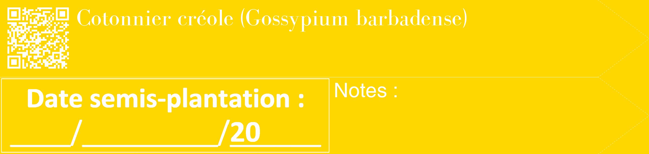 Étiquette de : Gossypium barbadense - format c - style blanche21_simple_simplebod avec qrcode et comestibilité