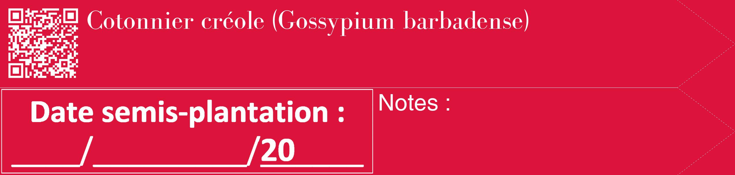 Étiquette de : Gossypium barbadense - format c - style blanche36_simple_simplebod avec qrcode et comestibilité