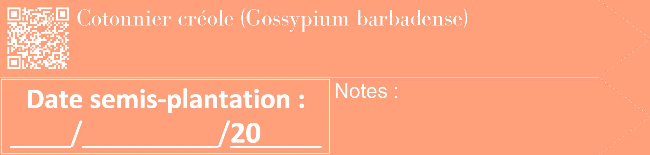 Étiquette de : Gossypium barbadense - format c - style blanche39_simple_simplebod avec qrcode et comestibilité