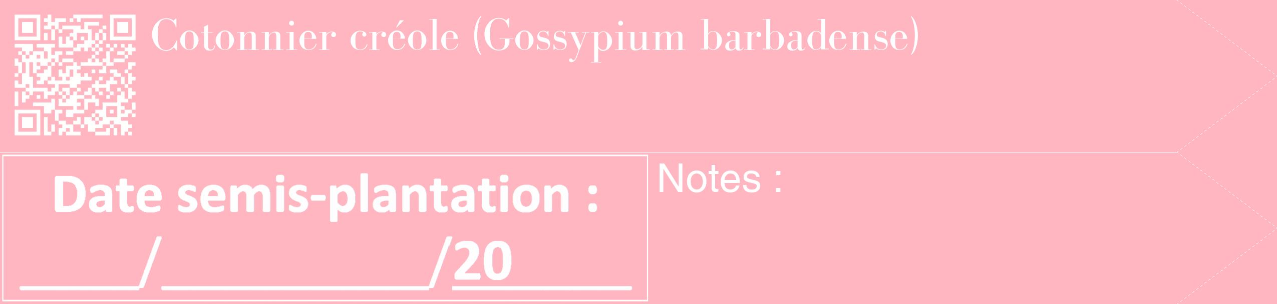 Étiquette de : Gossypium barbadense - format c - style blanche41_simple_simplebod avec qrcode et comestibilité