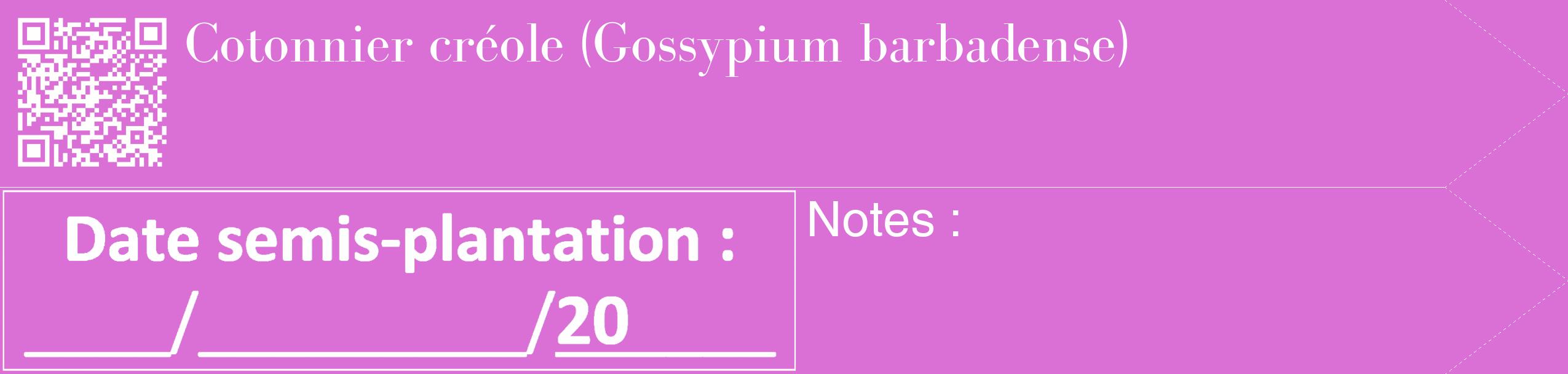 Étiquette de : Gossypium barbadense - format c - style blanche52_simple_simplebod avec qrcode et comestibilité
