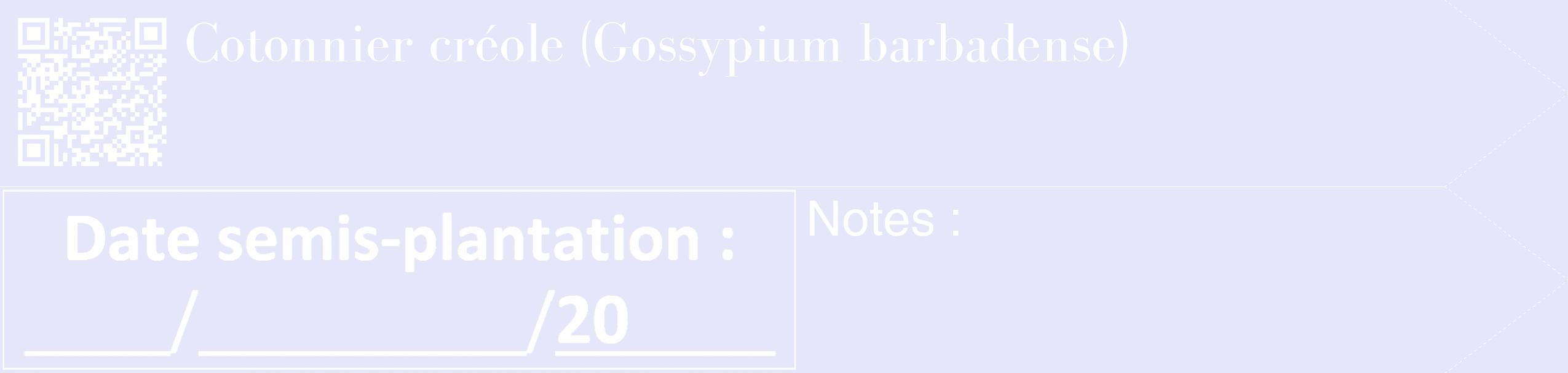 Étiquette de : Gossypium barbadense - format c - style blanche55_simple_simplebod avec qrcode et comestibilité