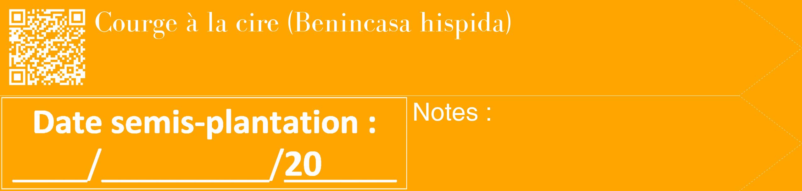 Étiquette de : Benincasa hispida - format c - style blanche22_simple_simplebod avec qrcode et comestibilité