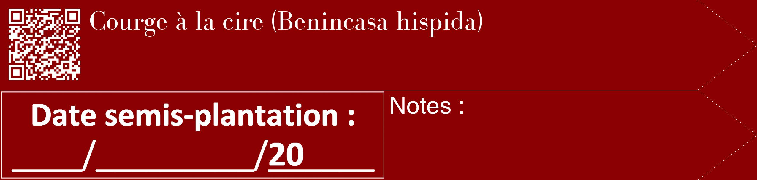 Étiquette de : Benincasa hispida - format c - style blanche34_simple_simplebod avec qrcode et comestibilité