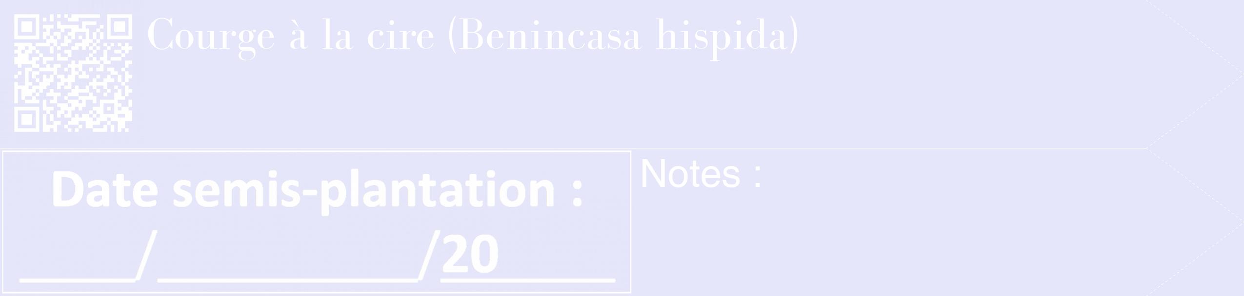 Étiquette de : Benincasa hispida - format c - style blanche55_simple_simplebod avec qrcode et comestibilité