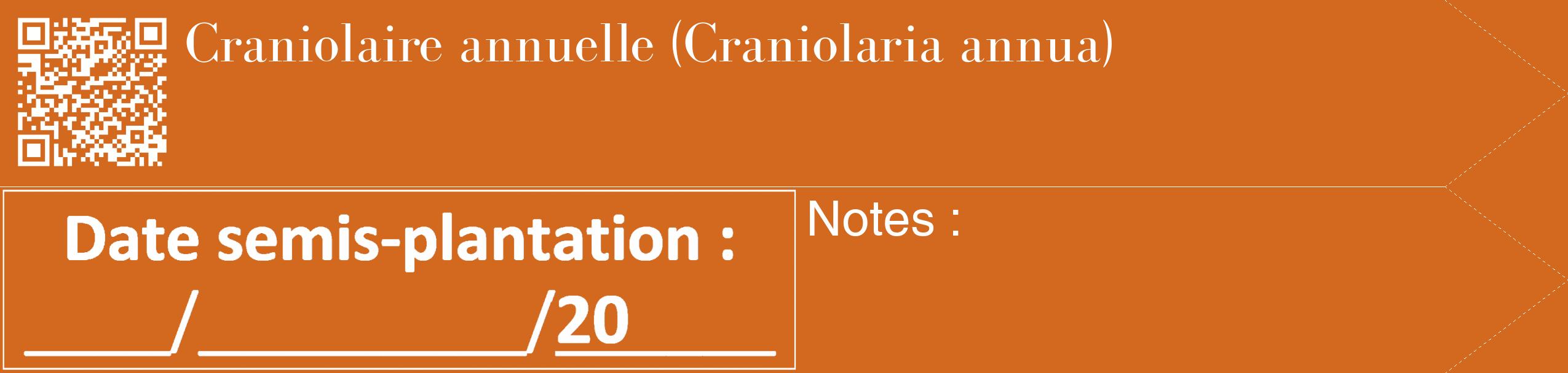 Étiquette de : Craniolaria annua - format c - style blanche31_simple_simplebod avec qrcode et comestibilité