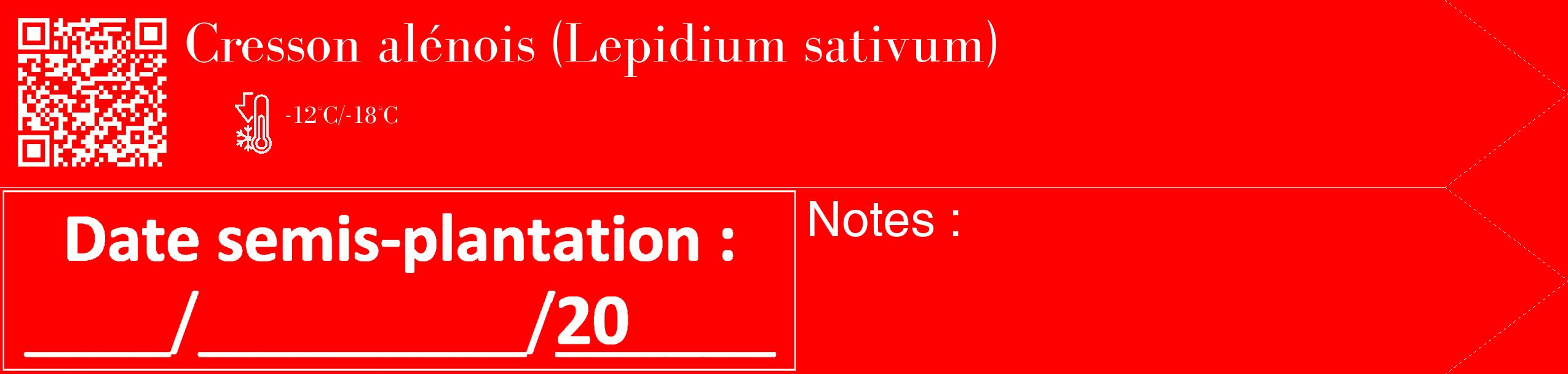 Étiquette de : Lepidium sativum - format c - style blanche27_simple_simplebod avec qrcode et comestibilité