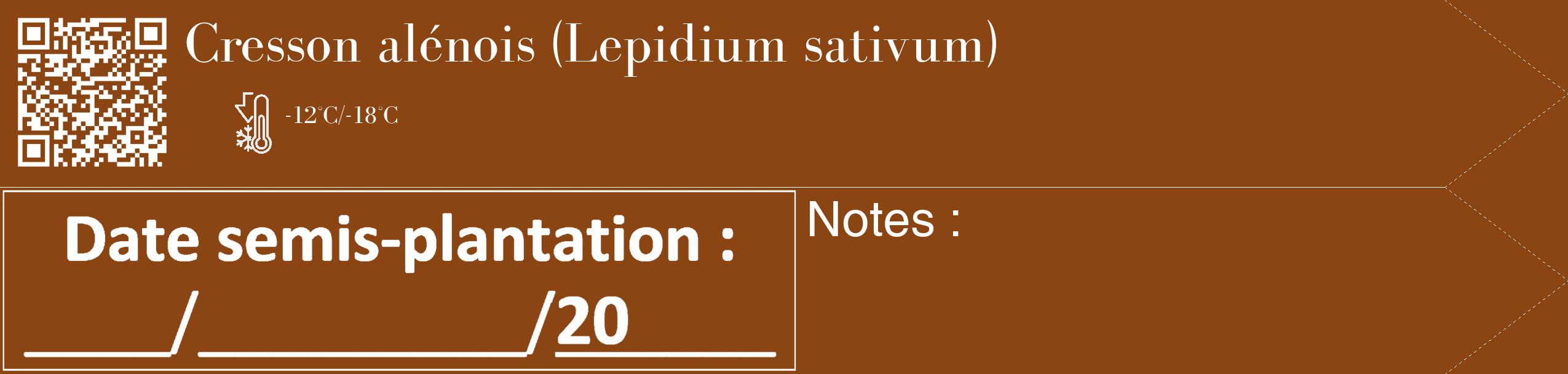 Étiquette de : Lepidium sativum - format c - style blanche30_simple_simplebod avec qrcode et comestibilité