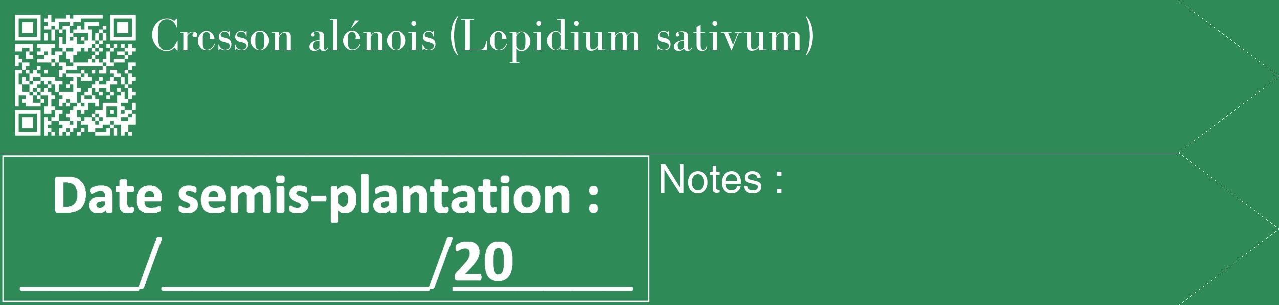 Étiquette de : Lepidium sativum - format c - style blanche11_simple_simplebod avec qrcode et comestibilité