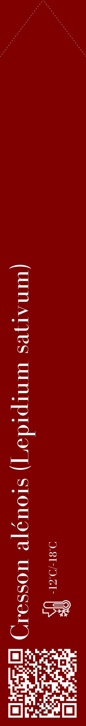 Étiquette de : Lepidium sativum - format c - style blanche29_simple_simplebod avec qrcode et comestibilité - position verticale