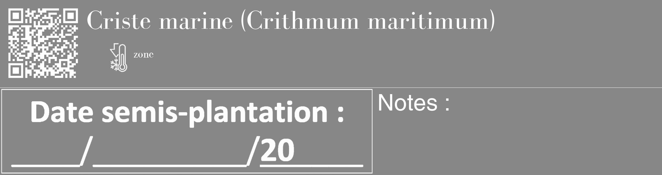 Étiquette de : Crithmum maritimum - format c - style blanche12_basique_basiquebod avec qrcode et comestibilité