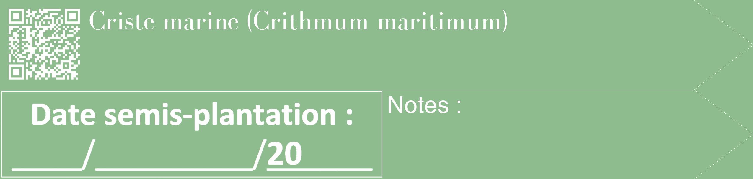 Étiquette de : Crithmum maritimum - format c - style blanche13_simple_simplebod avec qrcode et comestibilité