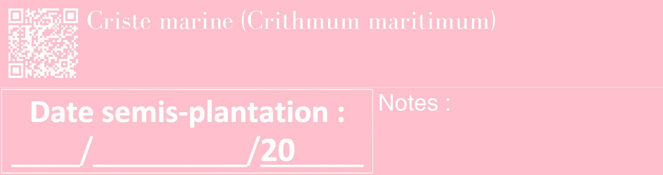 Étiquette de : Crithmum maritimum - format c - style blanche40_basique_basiquebod avec qrcode et comestibilité