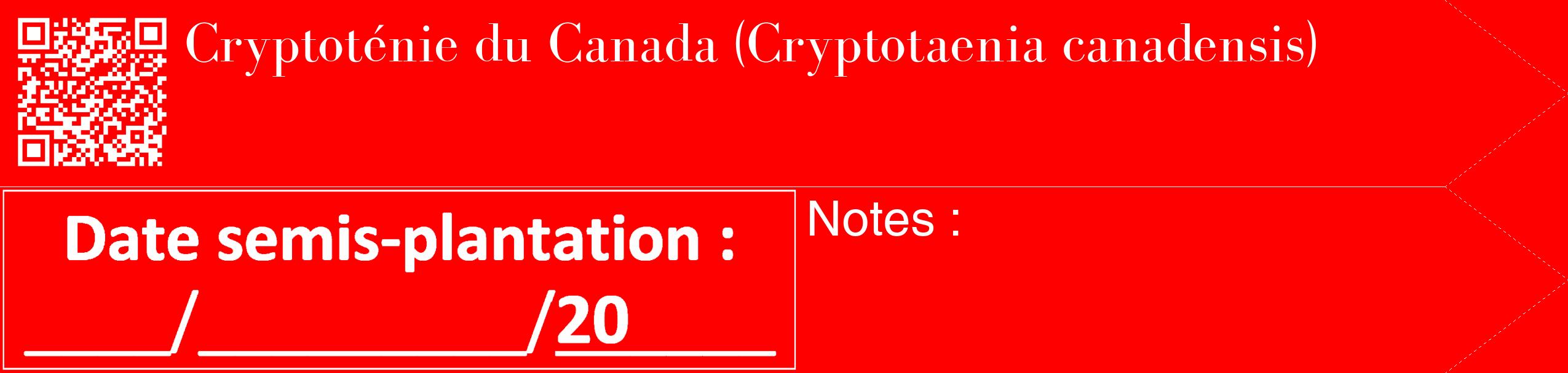 Étiquette de : Cryptotaenia canadensis - format c - style blanche27_simple_simplebod avec qrcode et comestibilité