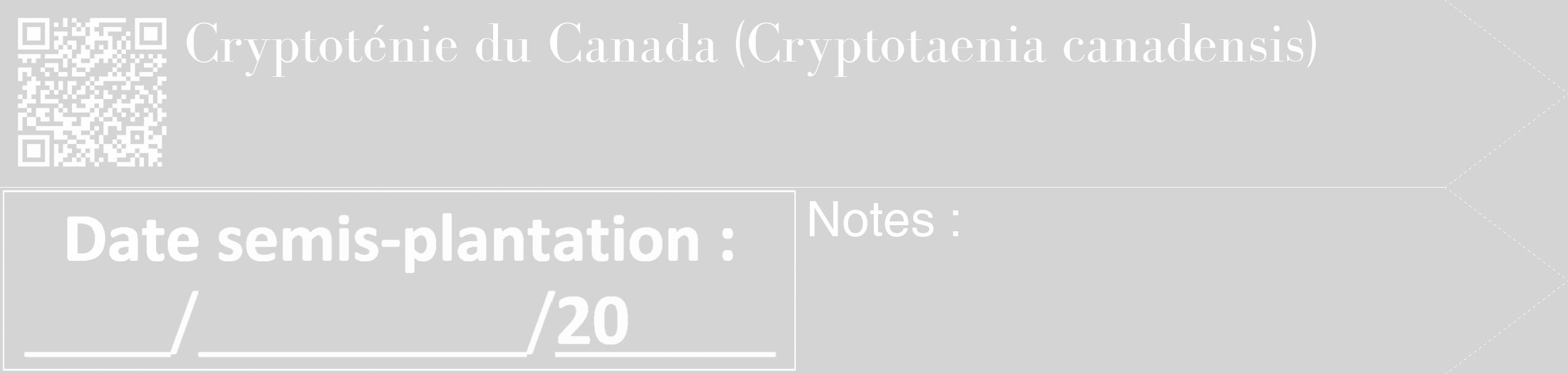 Étiquette de : Cryptotaenia canadensis - format c - style blanche40_simple_simplebod avec qrcode et comestibilité