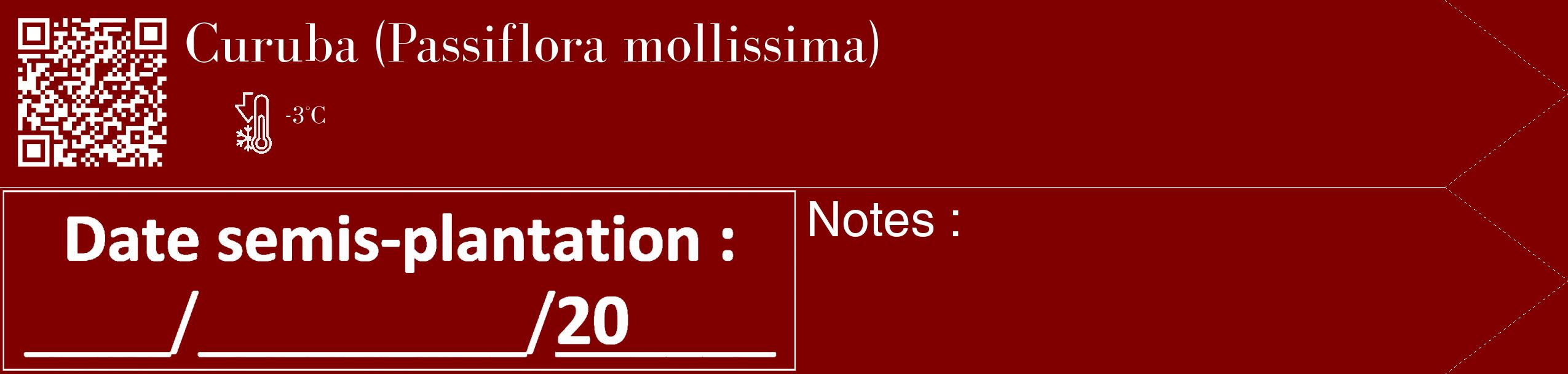 Étiquette de : Passiflora mollissima - format c - style blanche29_simple_simplebod avec qrcode et comestibilité