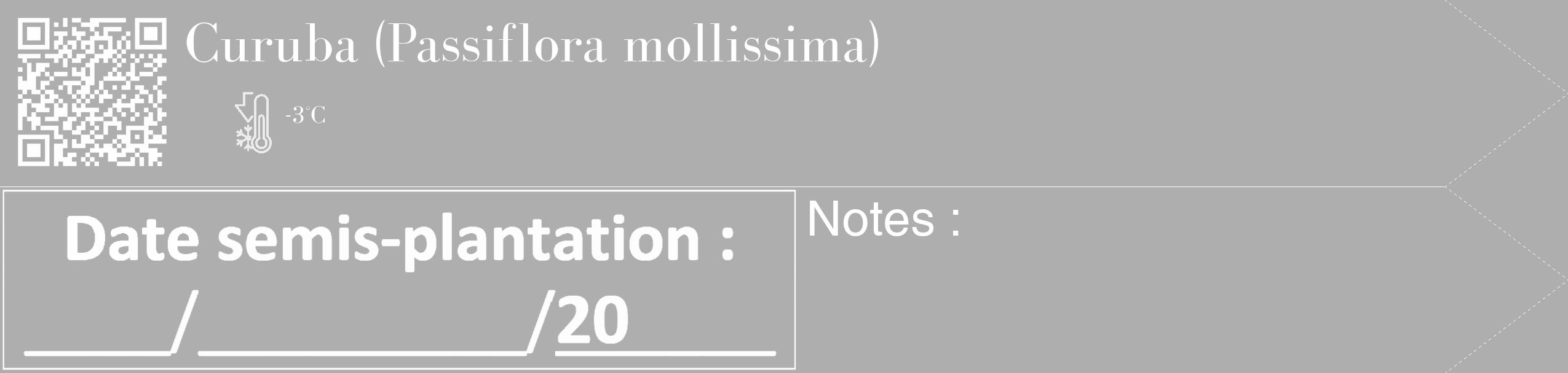 Étiquette de : Passiflora mollissima - format c - style blanche53_simple_simplebod avec qrcode et comestibilité