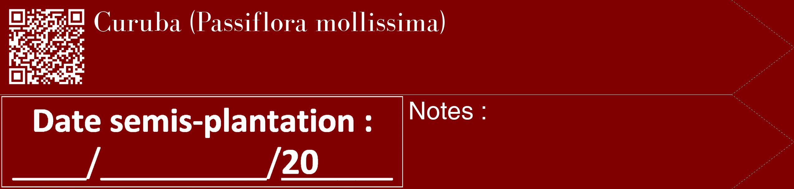 Étiquette de : Passiflora mollissima - format c - style blanche29_simple_simplebod avec qrcode et comestibilité