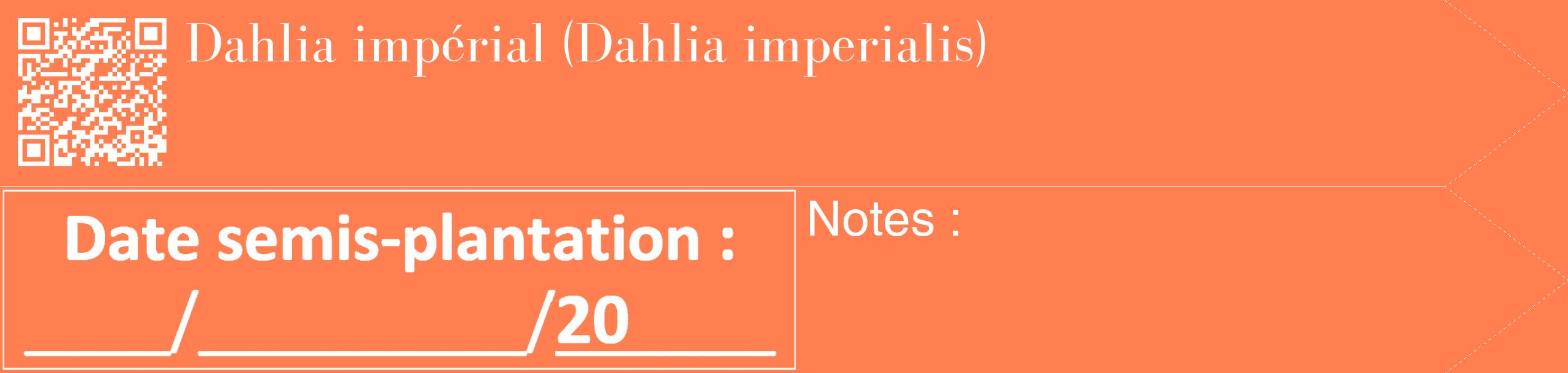 Étiquette de : Dahlia imperialis - format c - style blanche24_simple_simplebod avec qrcode et comestibilité