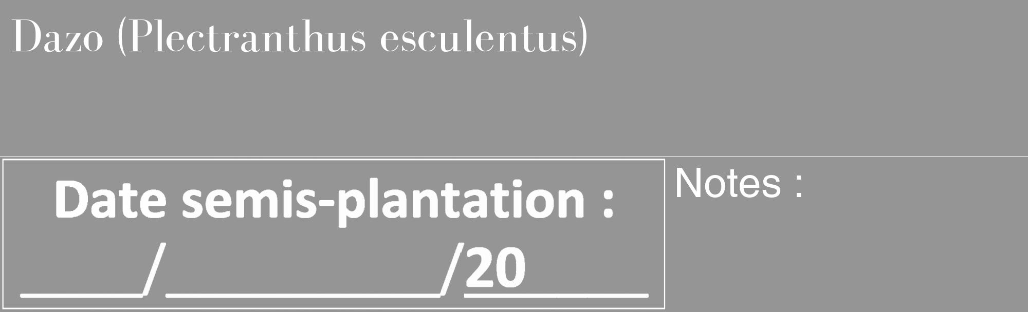 Étiquette de : Plectranthus esculentus - format c - style blanche16_basique_basiquebod avec comestibilité