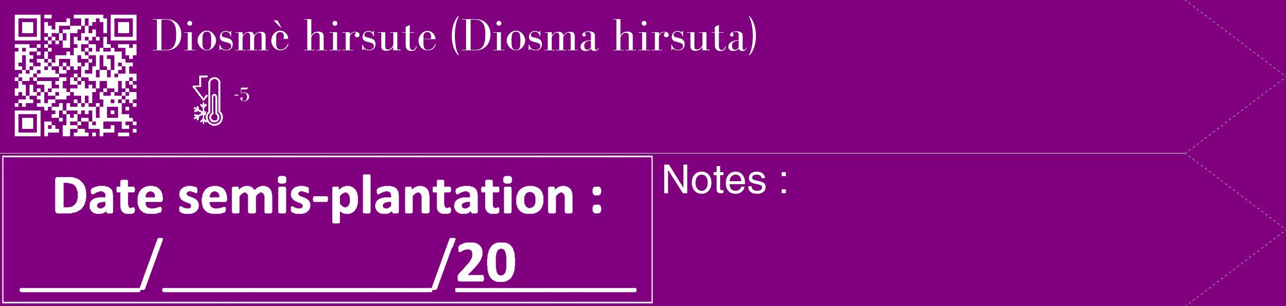 Étiquette de : Diosma hirsuta - format c - style blanche46_simple_simplebod avec qrcode et comestibilité