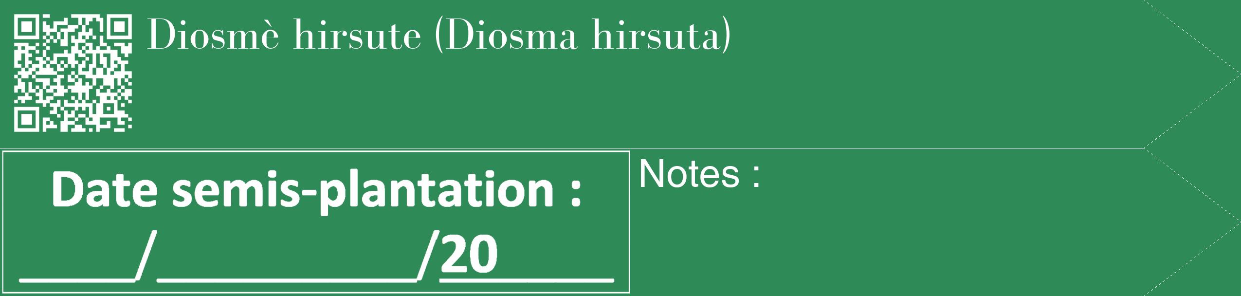 Étiquette de : Diosma hirsuta - format c - style blanche11_simple_simplebod avec qrcode et comestibilité