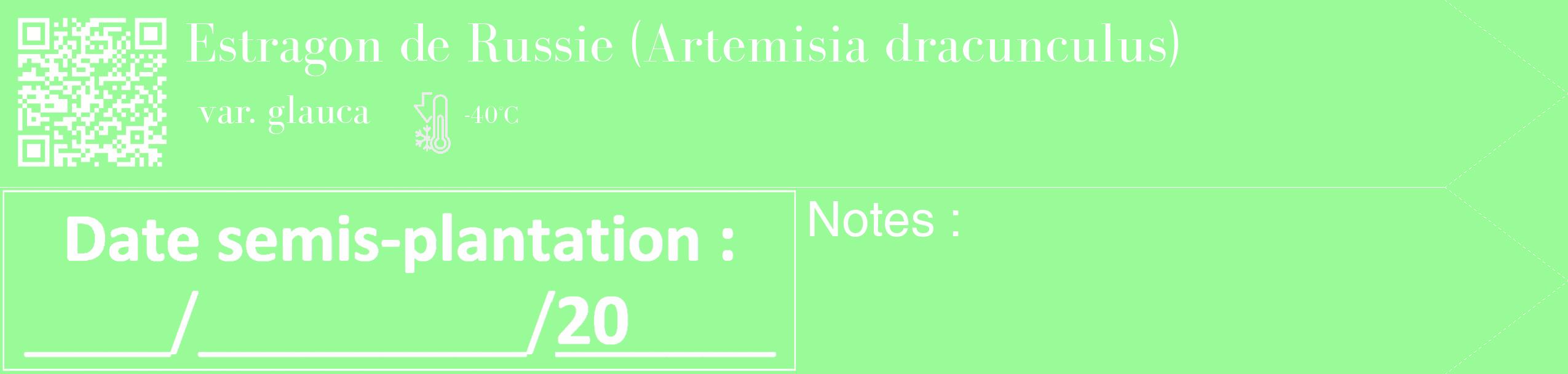 Étiquette de : Artemisia dracunculus var. glauca - format c - style blanche14_simple_simplebod avec qrcode et comestibilité