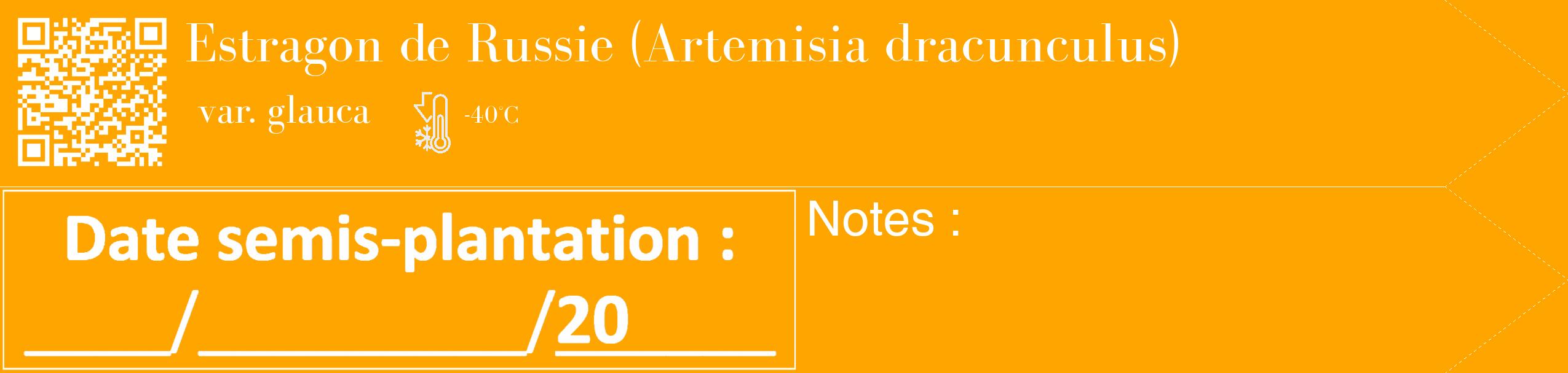 Étiquette de : Artemisia dracunculus var. glauca - format c - style blanche22_simple_simplebod avec qrcode et comestibilité