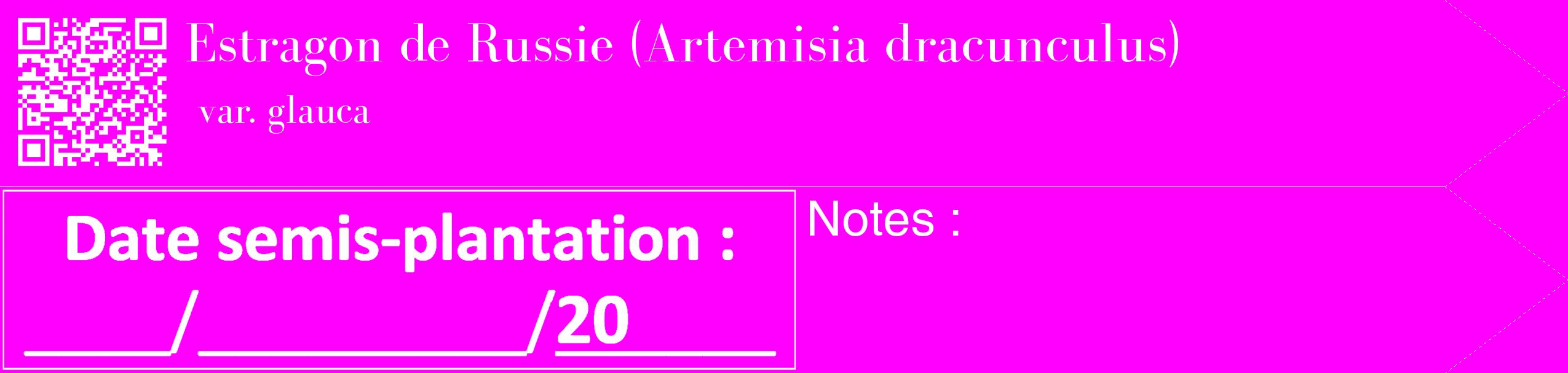 Étiquette de : Artemisia dracunculus var. glauca - format c - style blanche51_simple_simplebod avec qrcode et comestibilité