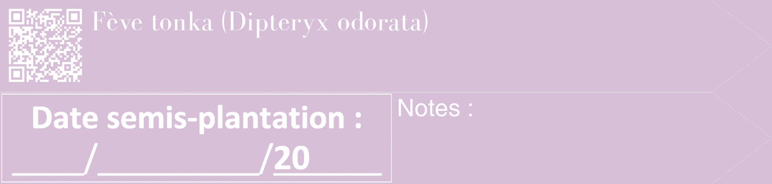 Étiquette de : Dipteryx odorata - format c - style blanche54_simple_simplebod avec qrcode et comestibilité
