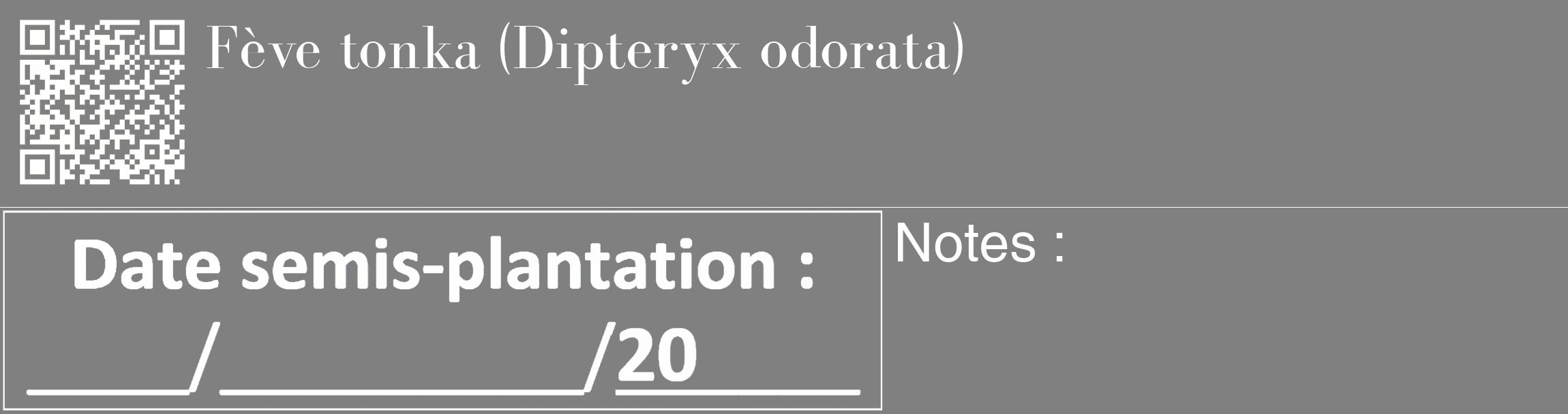 Étiquette de : Dipteryx odorata - format c - style blanche57_basique_basiquebod avec qrcode et comestibilité
