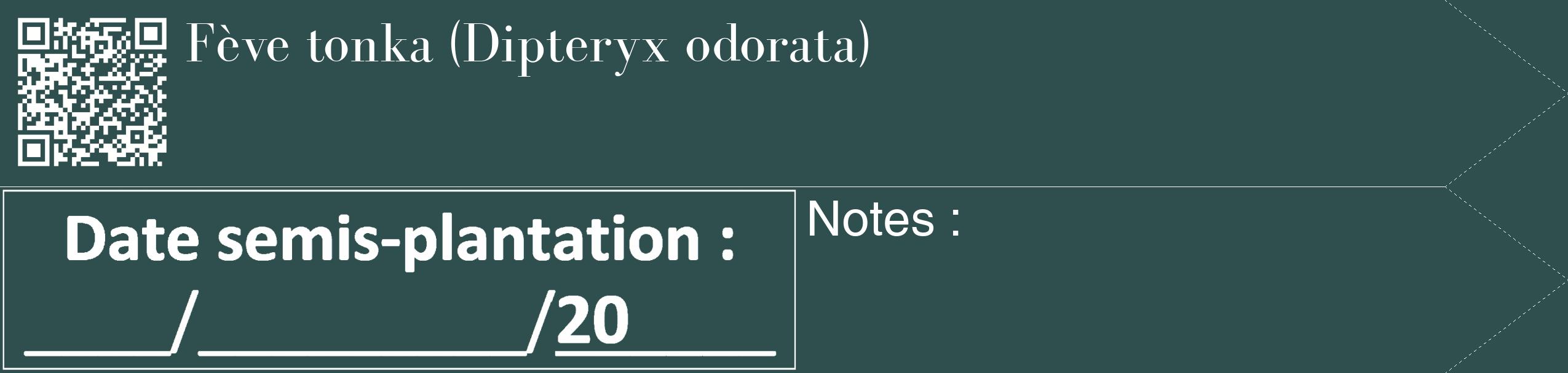 Étiquette de : Dipteryx odorata - format c - style blanche58_simple_simplebod avec qrcode et comestibilité