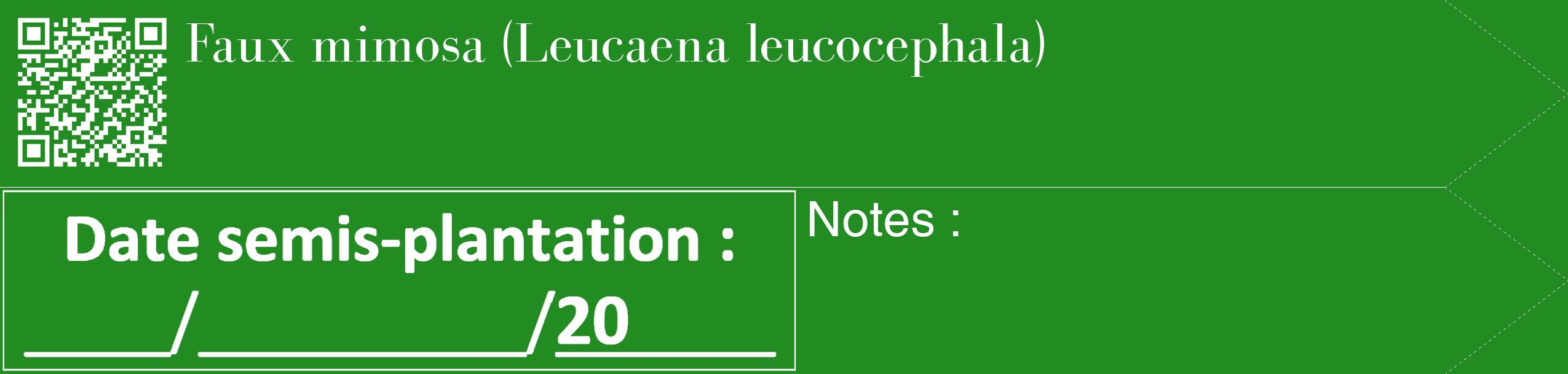 Étiquette de : Leucaena leucocephala - format c - style blanche10_simple_simplebod avec qrcode et comestibilité