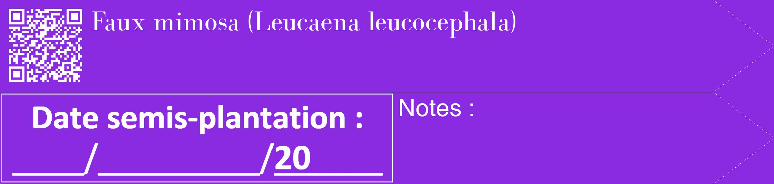 Étiquette de : Leucaena leucocephala - format c - style blanche49_simple_simplebod avec qrcode et comestibilité