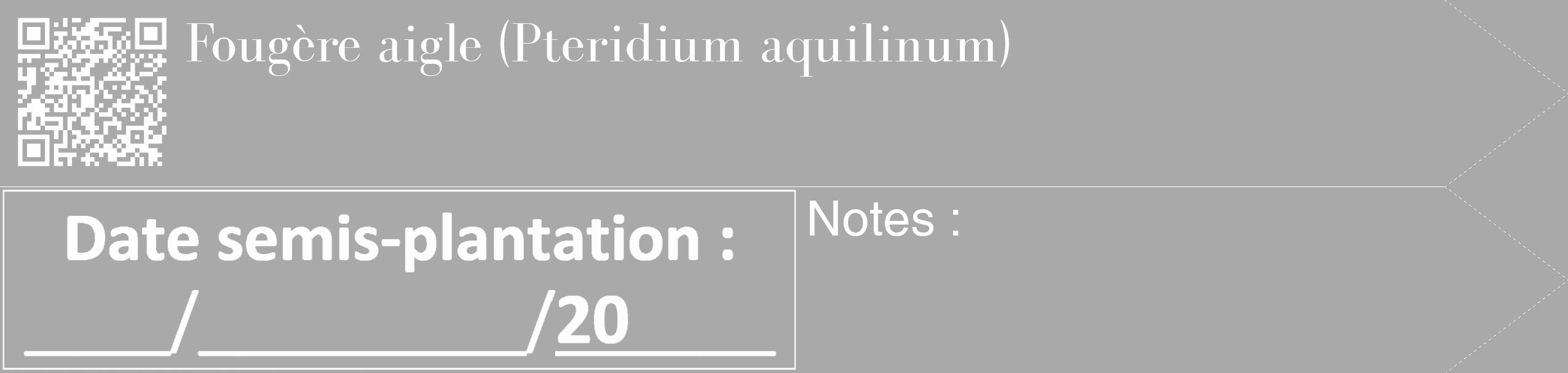 Étiquette de : Pteridium aquilinum - format c - style blanche13_simple_simplebod avec qrcode et comestibilité