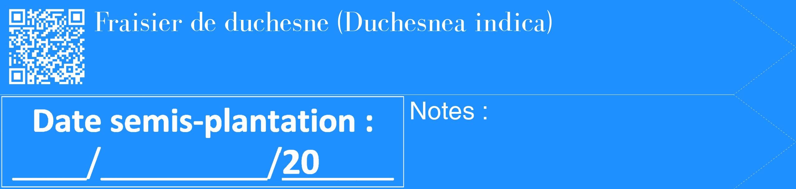Étiquette de : Duchesnea indica - format c - style blanche3_simple_simplebod avec qrcode et comestibilité