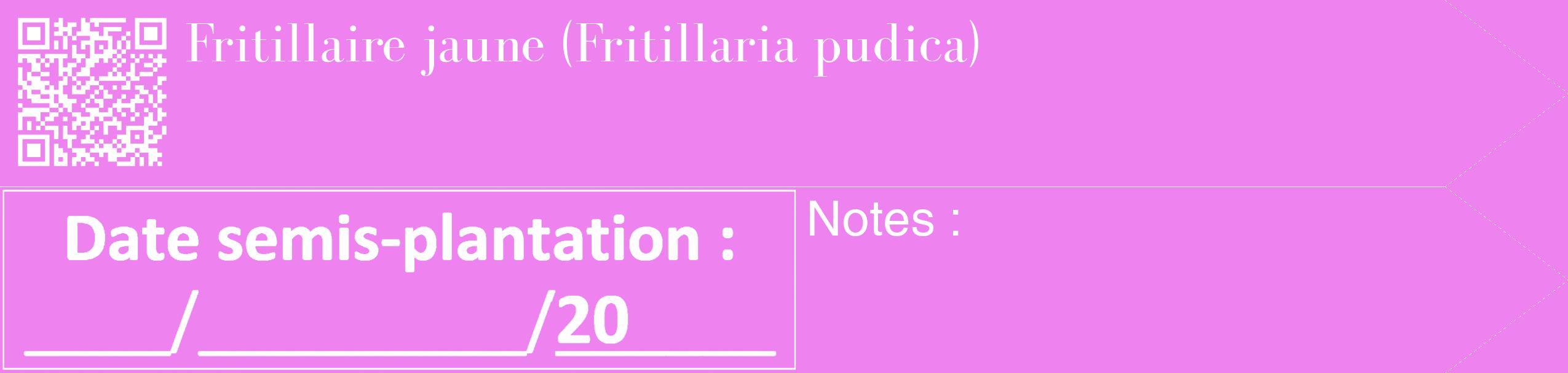 Étiquette de : Fritillaria pudica - format c - style blanche53_simple_simplebod avec qrcode et comestibilité