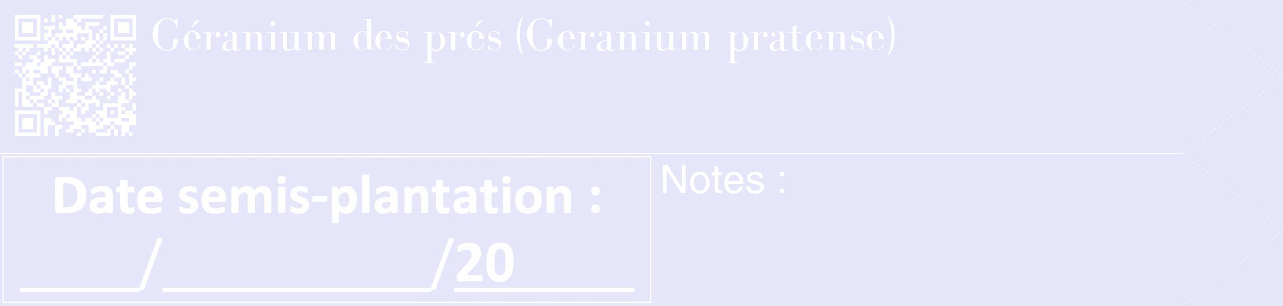 Étiquette de : Geranium pratense - format c - style blanche55_simple_simplebod avec qrcode et comestibilité