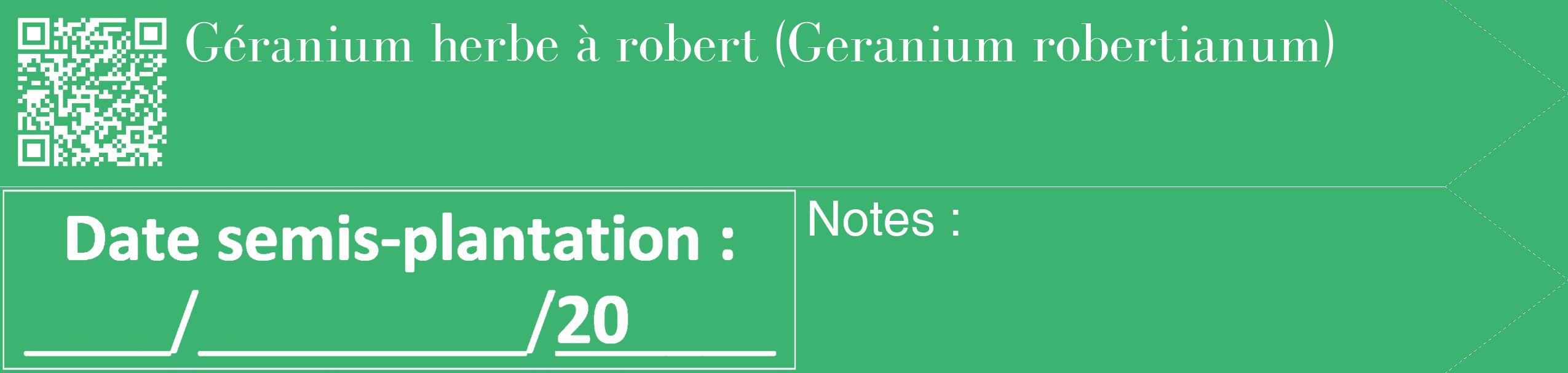 Étiquette de : Geranium robertianum - format c - style blanche12_simple_simplebod avec qrcode et comestibilité