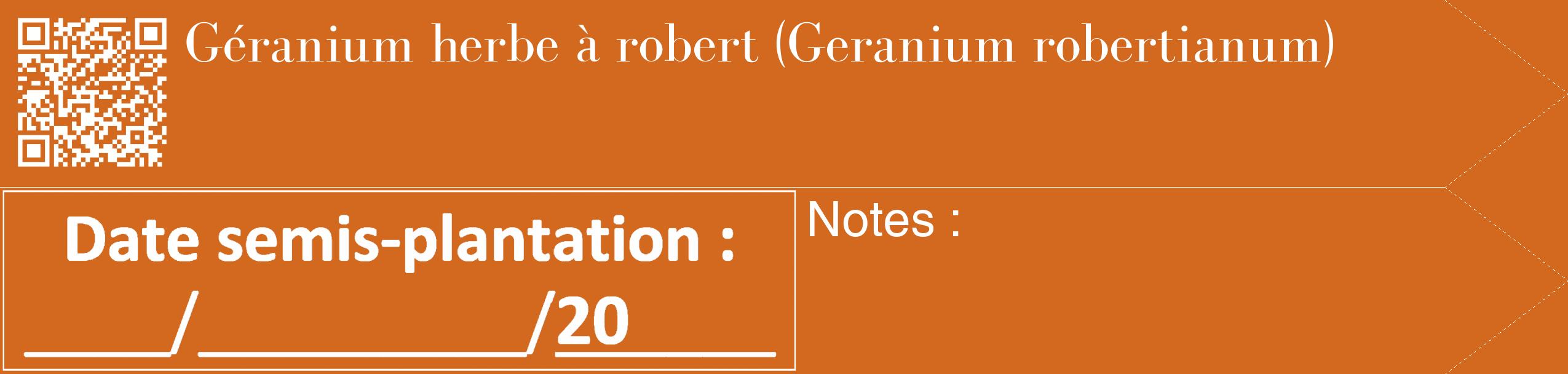 Étiquette de : Geranium robertianum - format c - style blanche31_simple_simplebod avec qrcode et comestibilité