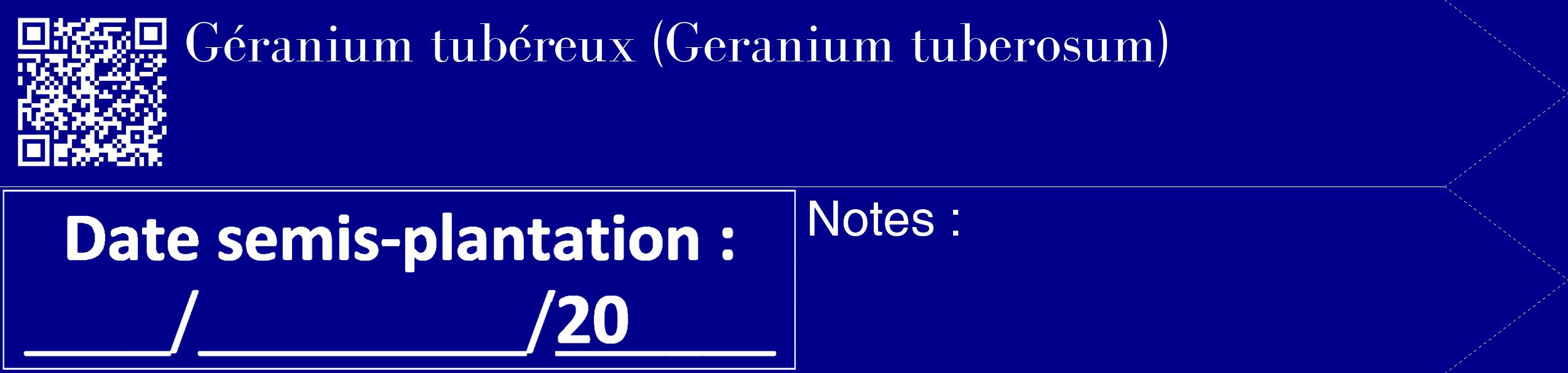 Étiquette de : Geranium tuberosum - format c - style blanche7_simple_simplebod avec qrcode et comestibilité