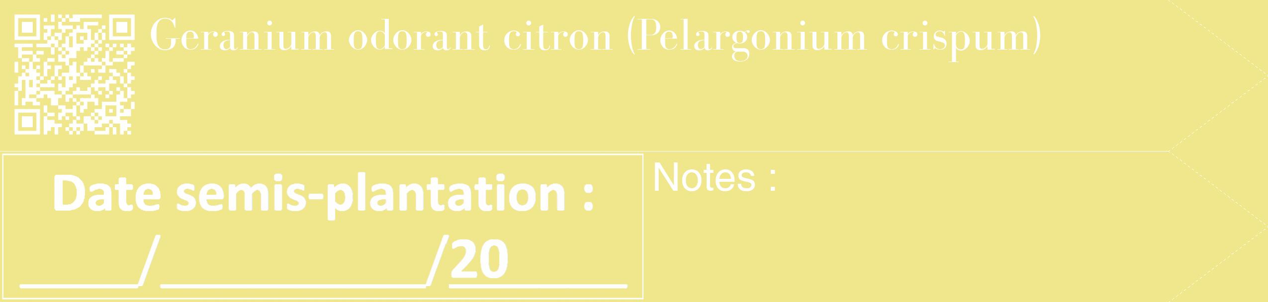 Étiquette de : Pelargonium crispum - format c - style blanche20_simple_simplebod avec qrcode et comestibilité